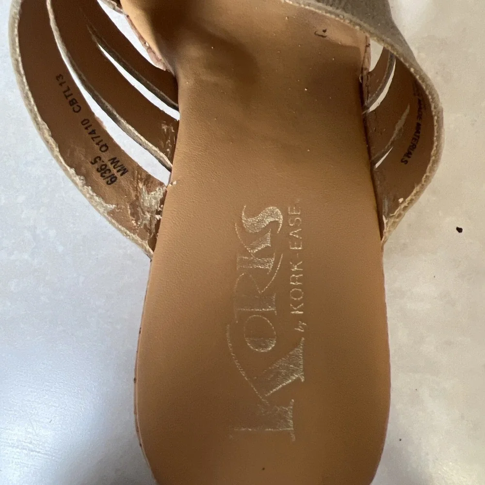 Kork Ease Korks Sandals Women's 6 Gold Metallic Platform Wedge